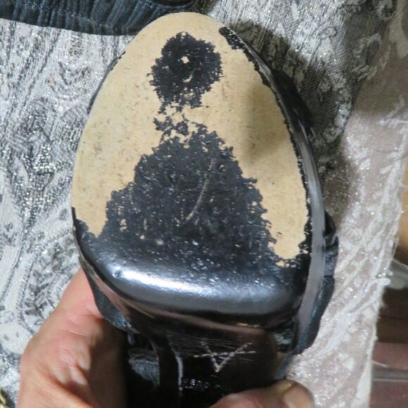 Aperlai Black Green Cutout Peep Toe Heeled Stilettos Heels Sandals Size 37 US 7 - Picture 11 of 15